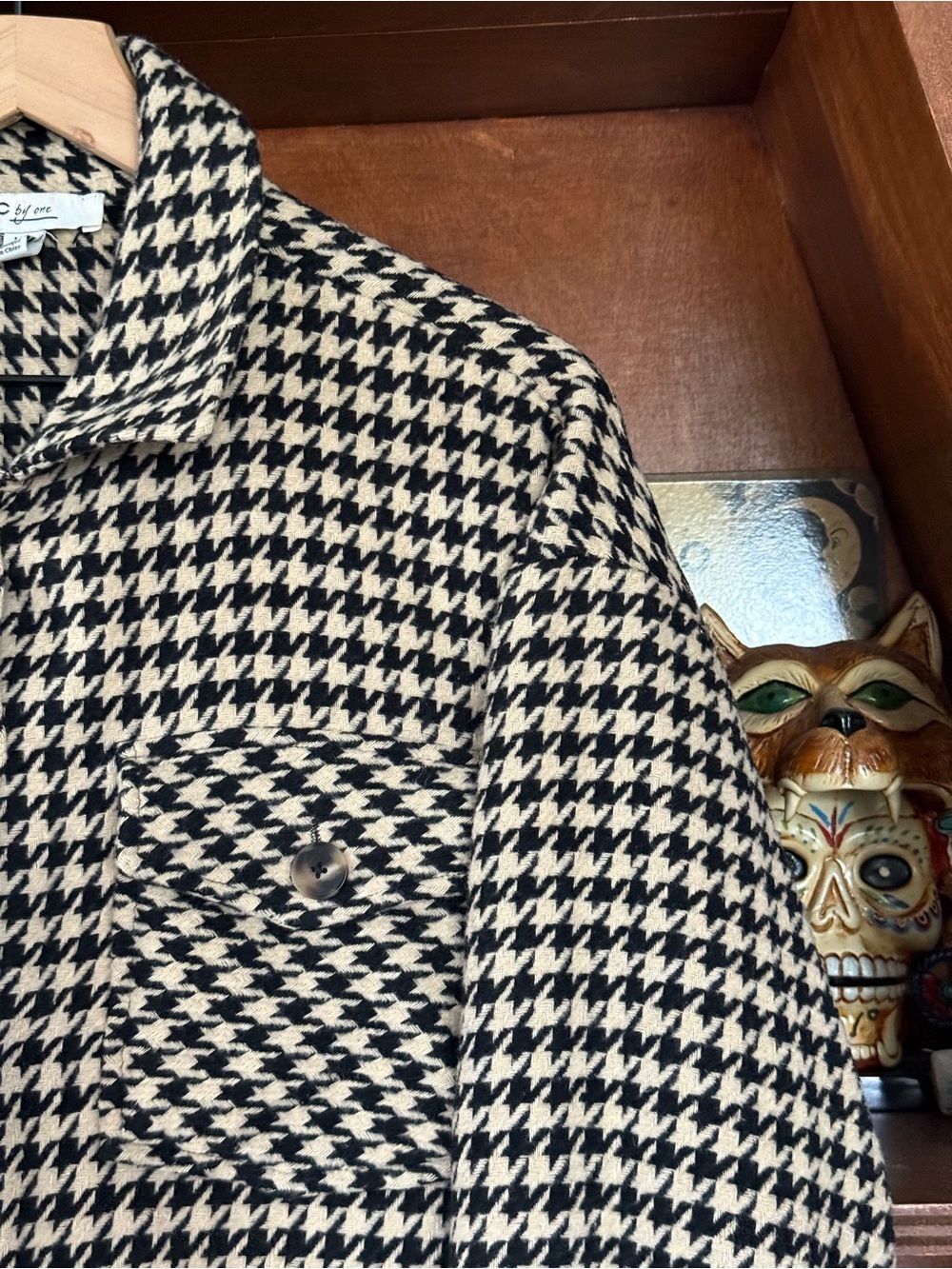 C By One - Houndstooth Bomber Jacket - Black / Cream - Women’s Medium